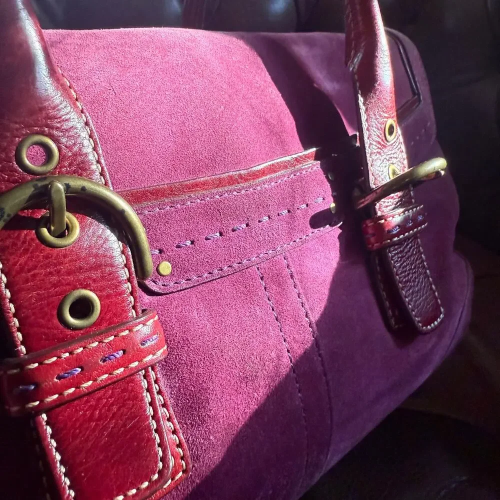 Vintage Coach Soho Suede Flap Satchel 9674 Raspberry Pink Y2K 2004